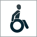 Das Piktogramm zeigt an, dass das Museum barrierefrei für Rollstuhlfahrer ist.